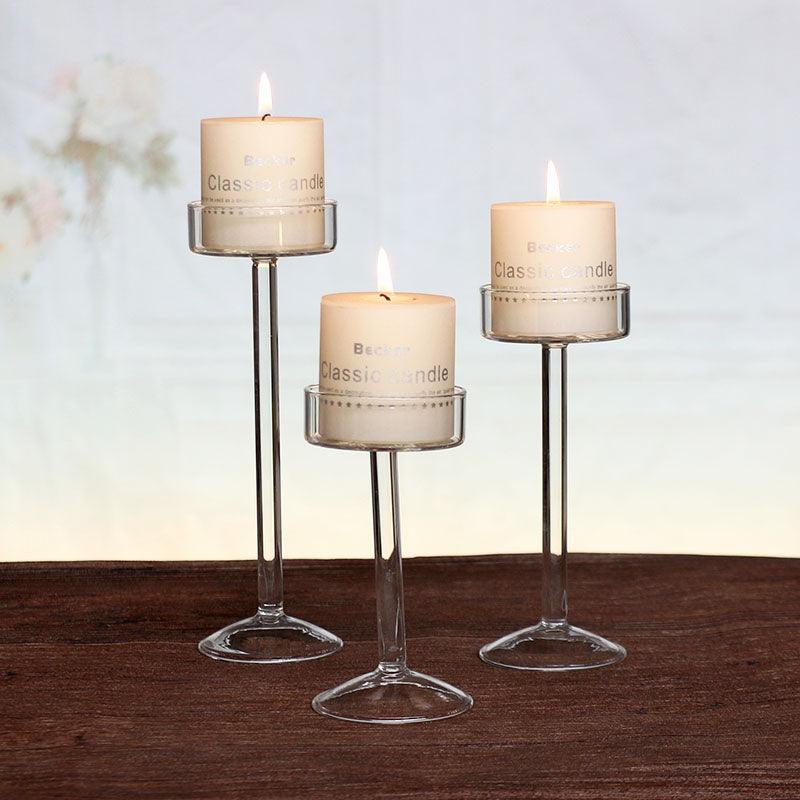 Candle Holder Glass Nordic High Foot Ornament1high foot three piece suit  