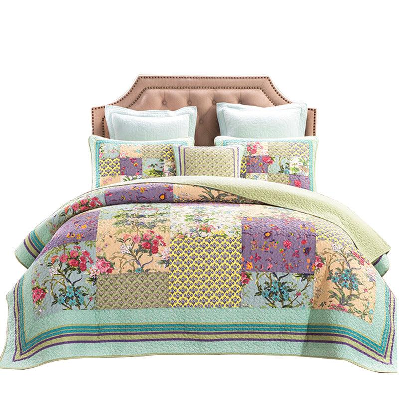 Elegant Blooms: Three-Piece Pure Cotton Flower Pattern Bedding Set230x250cm2PC 50x70cm  