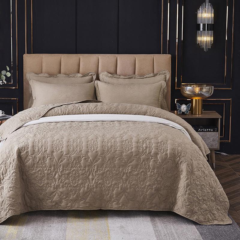 Sophisticated Versatility: Elegant Cotton Three-Piece Multi-Purpose Bed Cover SetBeige 220x240cm single bed cover 
