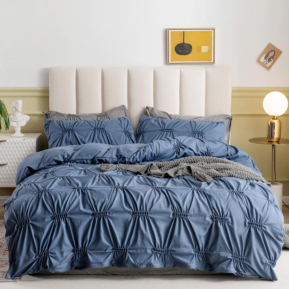 Romantic Simplicity: Plain Solid Color Quilt Cover Bedding SetBlue USTwin168x229 
