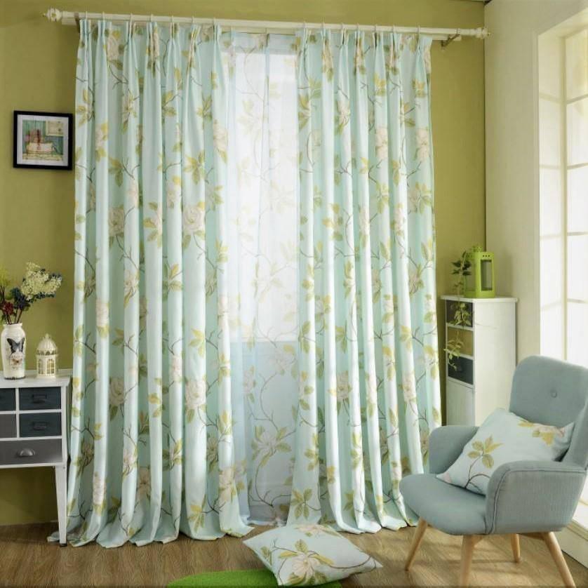 Elenta sky blue floral pattern custom made curtain  