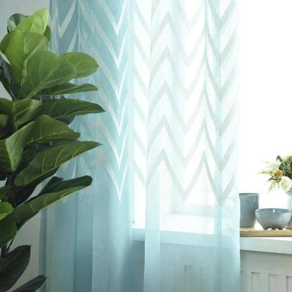 Missi geometric wave pattern custom made curtainBlue 100 cm x 250 cm Pencil Pleat