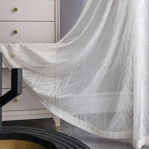 Sandy wave pattern sheer white custom made curtain  