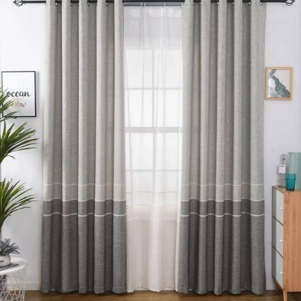 Yono faux linen country side style custom made curtainGrey 100 cm x 250 cm Pencil Pleat